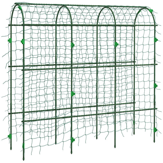 Outsunny 183 cm Tall Metal Garden Trellis, a green metal arch trellis for climbing plants