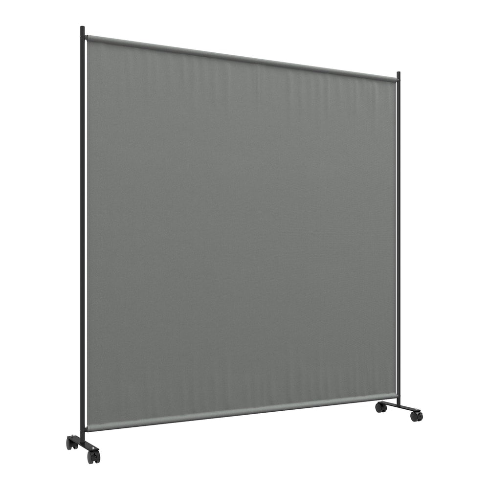 Outsunny Outdoor Privacy Screen, a dark grey fabric screen on a metal frame with wheels