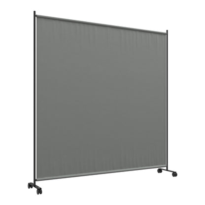 Outsunny Outdoor Privacy Screen, a dark grey fabric screen on a metal frame with wheels