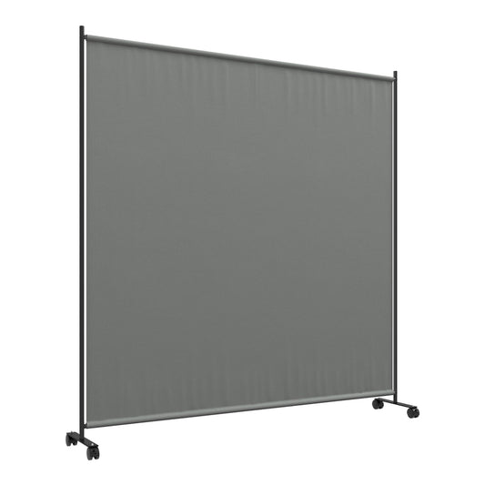 Outsunny Outdoor Privacy Screen, a dark grey fabric screen on a metal frame with wheels