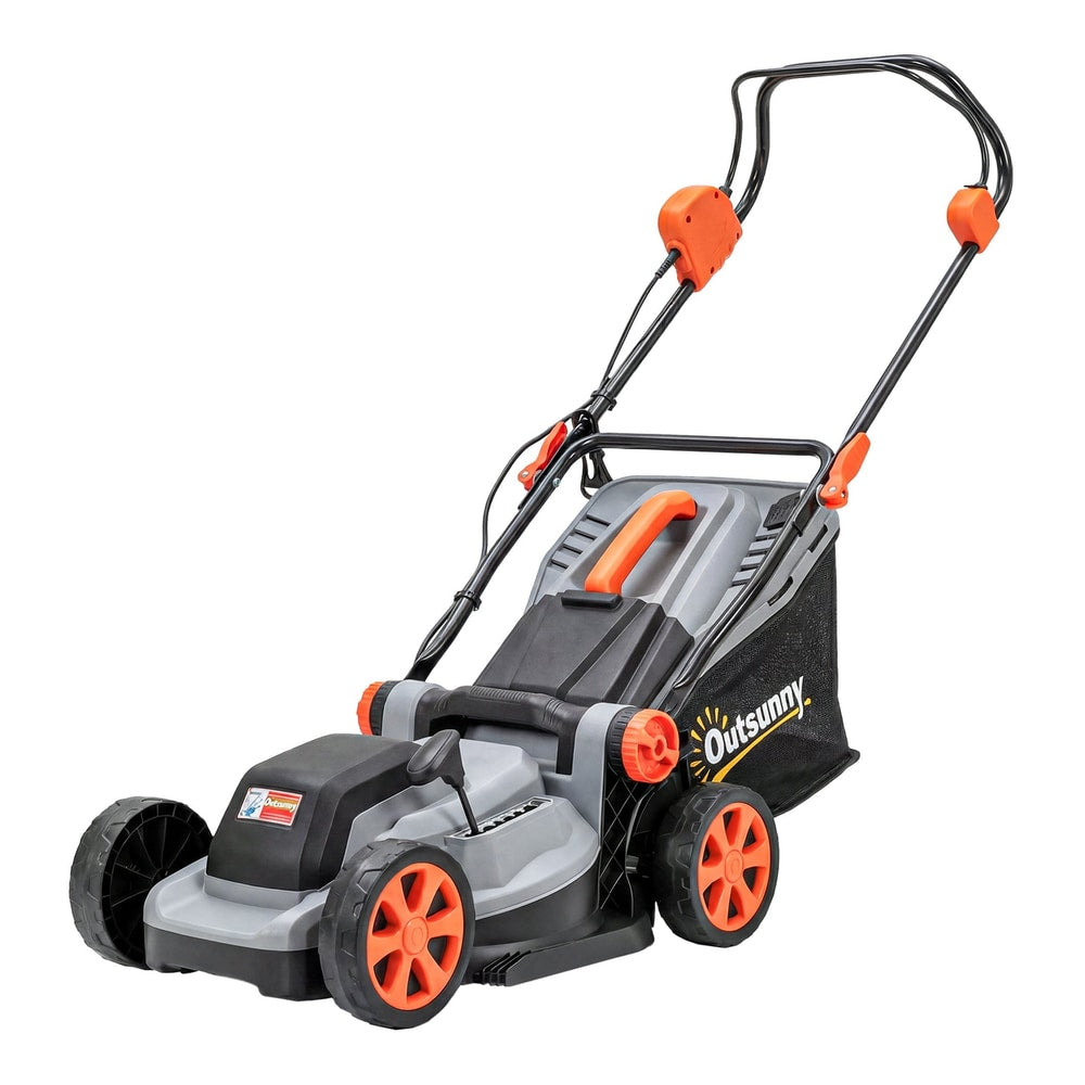 Outsunny 18V Cordless Lawnmower with 2 x 4Ah Batteries shown from a side angle on a white background