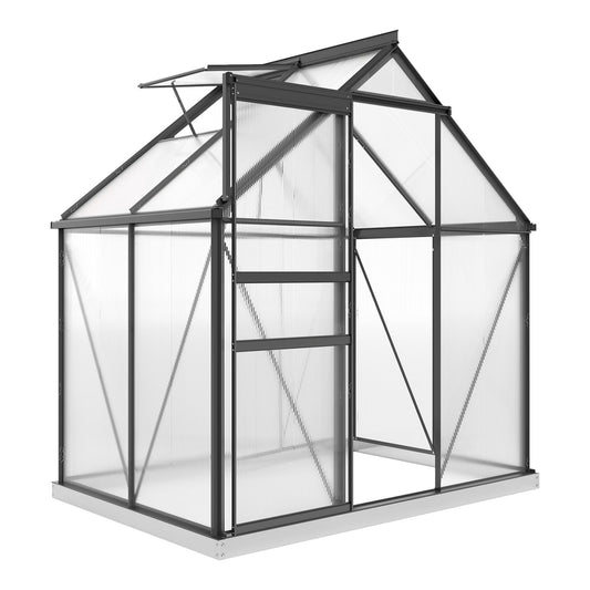 Outsunny Walk-In Polycarbonate Greenhouse with a sliding door and an open roof vent