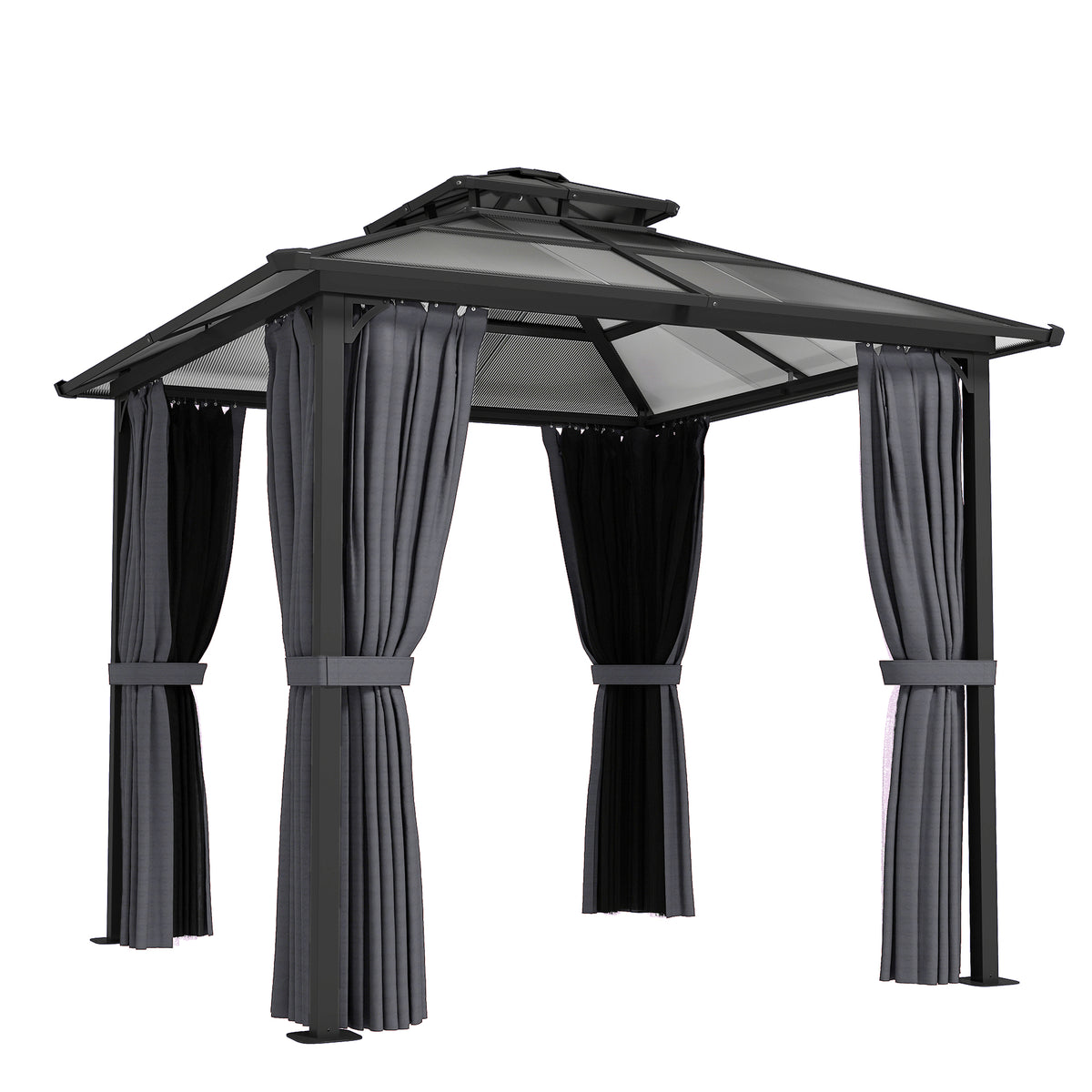 Outsunny Hardtop Gazebo Canopy with Double PC Roof in Dark Grey