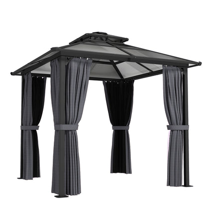 Outsunny Hardtop Gazebo Canopy with Double PC Roof in Dark Grey