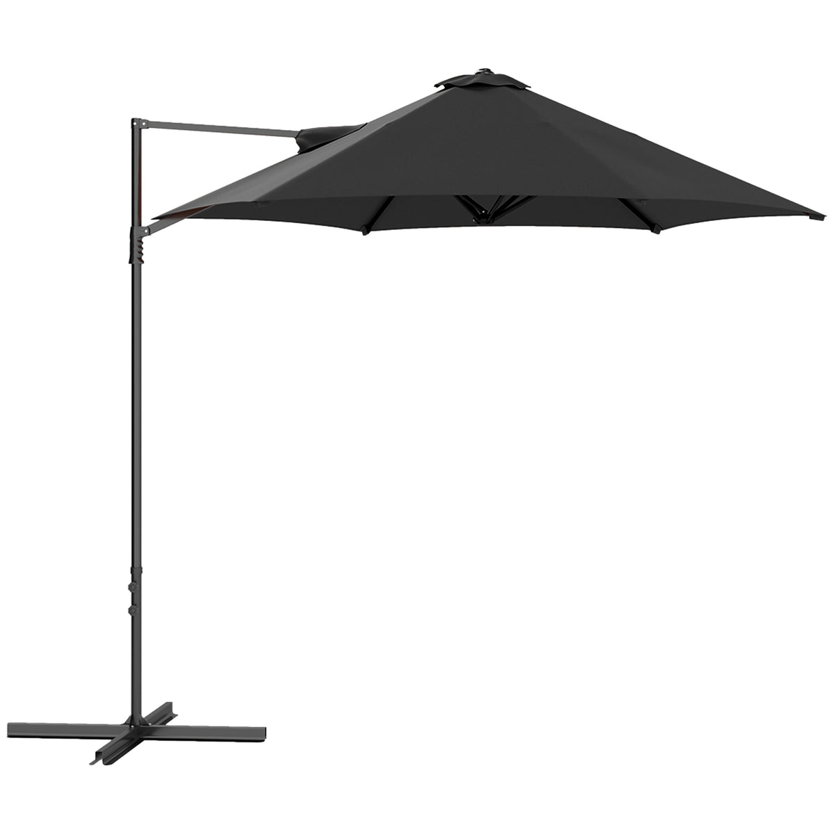 Outsunny 2.5m Rotating Cantilever Parasol in Black