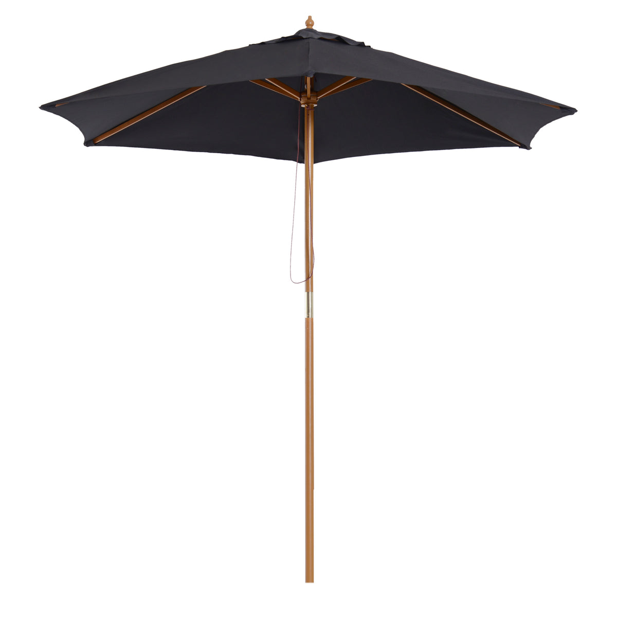 Outsunny 2.5m Wood Garden Parasol in Black