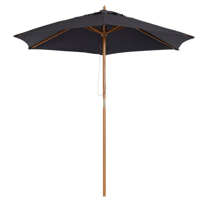 Outsunny 2.5m Wood Garden Parasol in Black