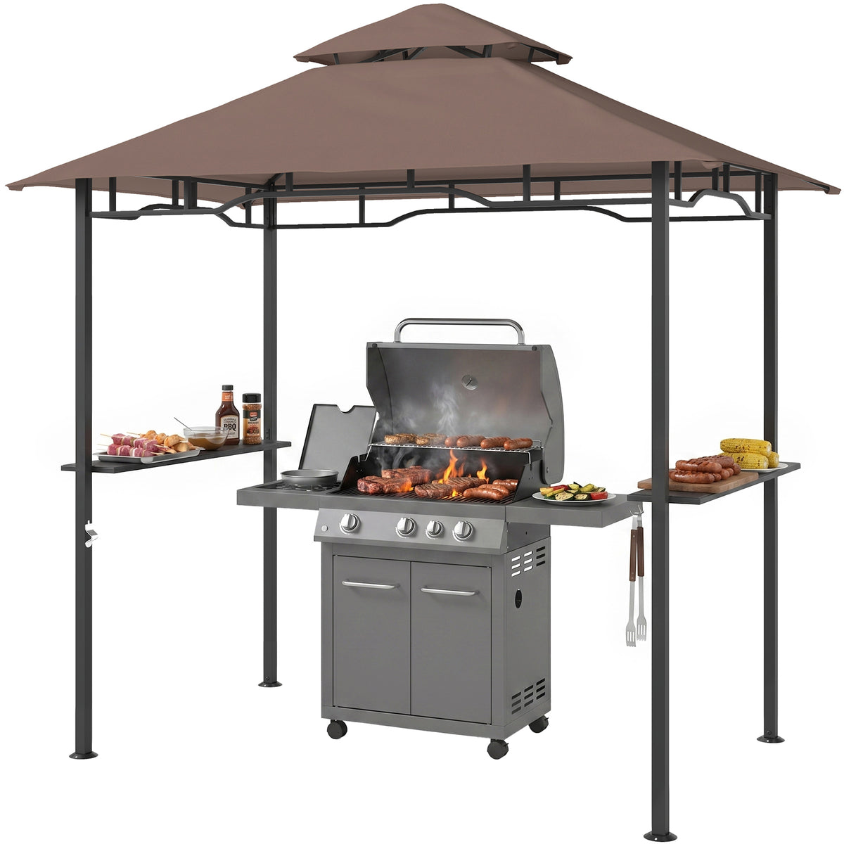 Outsunny Grill Gazebo Canopy in Brown