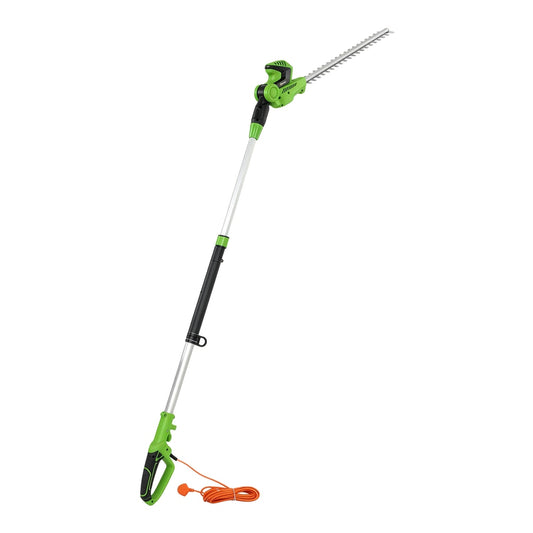 Outsunny 2.6m Corded Extendable Hedge Trimmer in Green