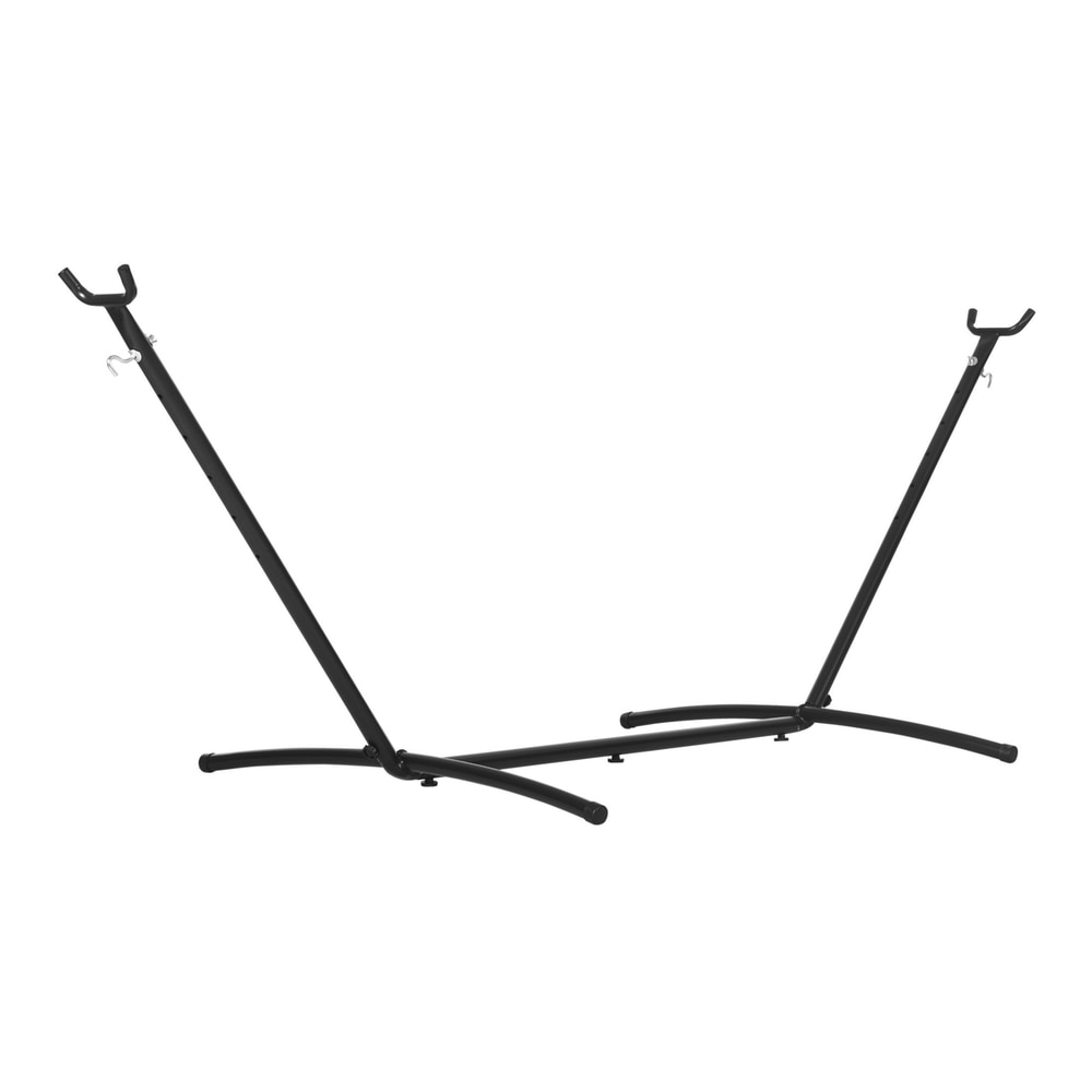 Outsunny 2.9m Universal Hammock Stand, a black metal hammock stand with curved legs