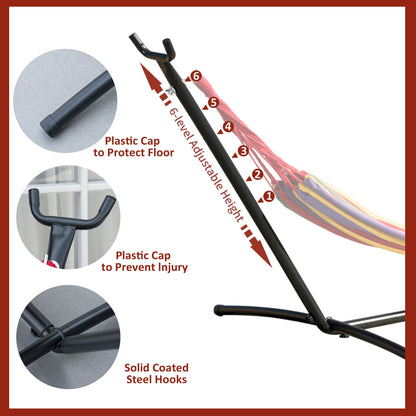 Close-up of the hammock stand's hooks and protective caps
