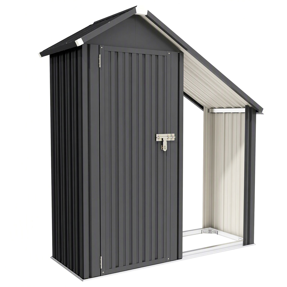 Outsunny 2 in 1 Galvanised Steel Firewood Shed in Dark Grey