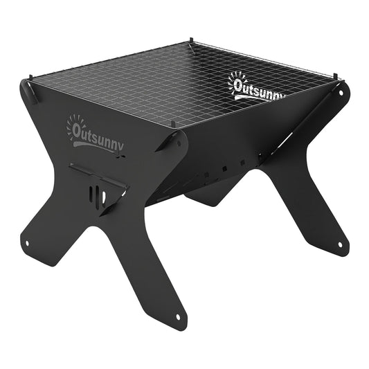 Outsunny 2-In-1 Portable BBQ Grill and Camping Fire Pit on a plain white background