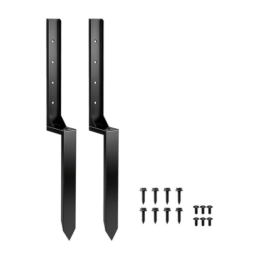 Outsunny 2 Pack Fence Post Repair Kit with two metal supports and a set of screws for assembly