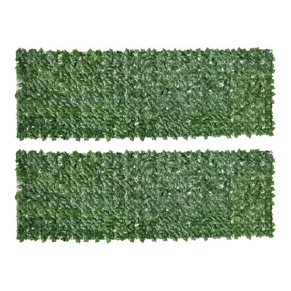 Outsunny 2-Piece Artificial Leaf Hedge Screen Privacy Fence Panel shown as two separate rectangular panels