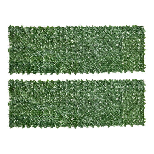 Outsunny 2-Piece Artificial Leaf Hedge Screen Privacy Fence Panel shown as two separate rectangular panels
