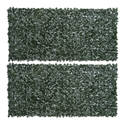 Outsunny 2-Piece Artificial Leaf Hedge Screen Privacy Fence Panel, a full screen of dark green artificial leaves