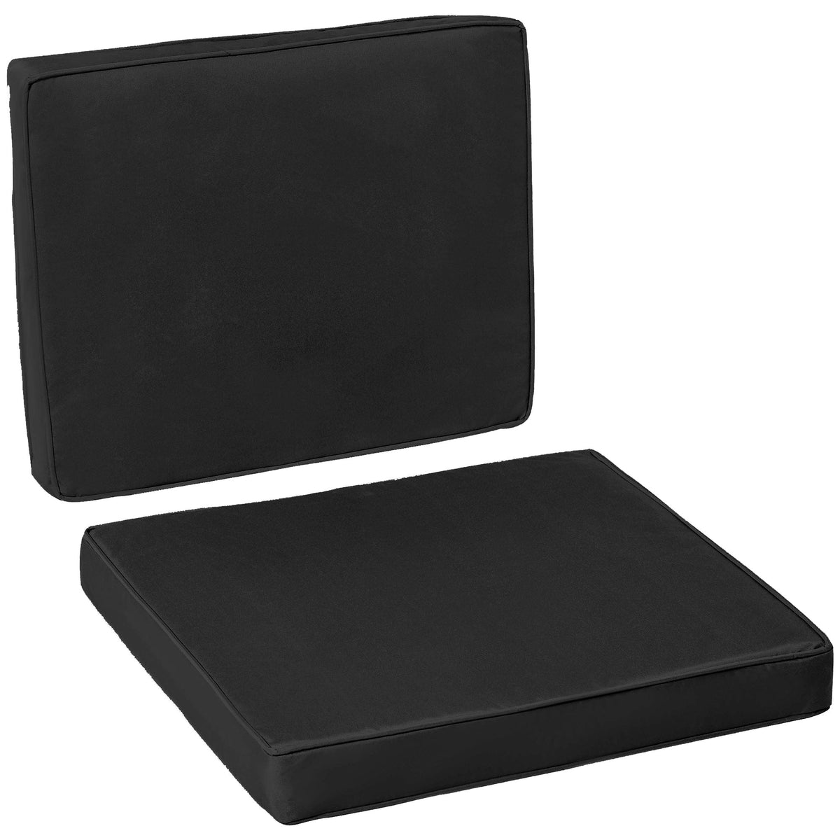 Outsunny 2 Piece Garden Chair Cushions, a black seat pad and a black back cushion