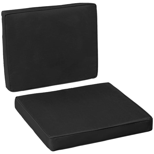 Outsunny 2 Piece Garden Chair Cushions, a black seat pad and a black back cushion