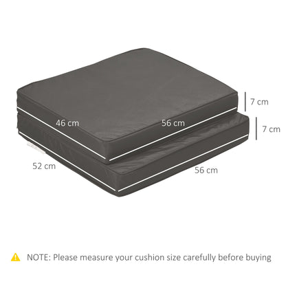 The outdoor cushions stacked on top of each other with white lines indicating their dimensions