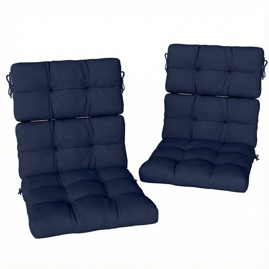 Outsunny 2-Piece Seat Cushion Replacement with Backrest in dark blue with tufted detailing
