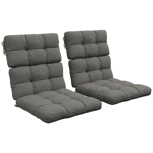 Outsunny 2-Piece Seat Cushion Replacement with Backrest, two charcoal grey cushions with ties