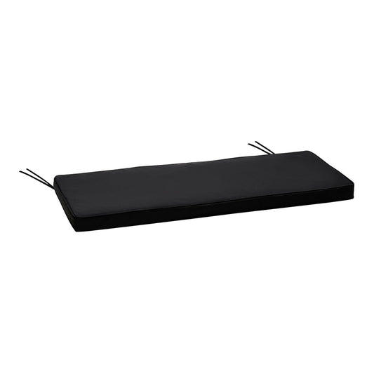 Outsunny 2-Seater Garden Bench Cushion with Ties, a black rectangular cushion with ties