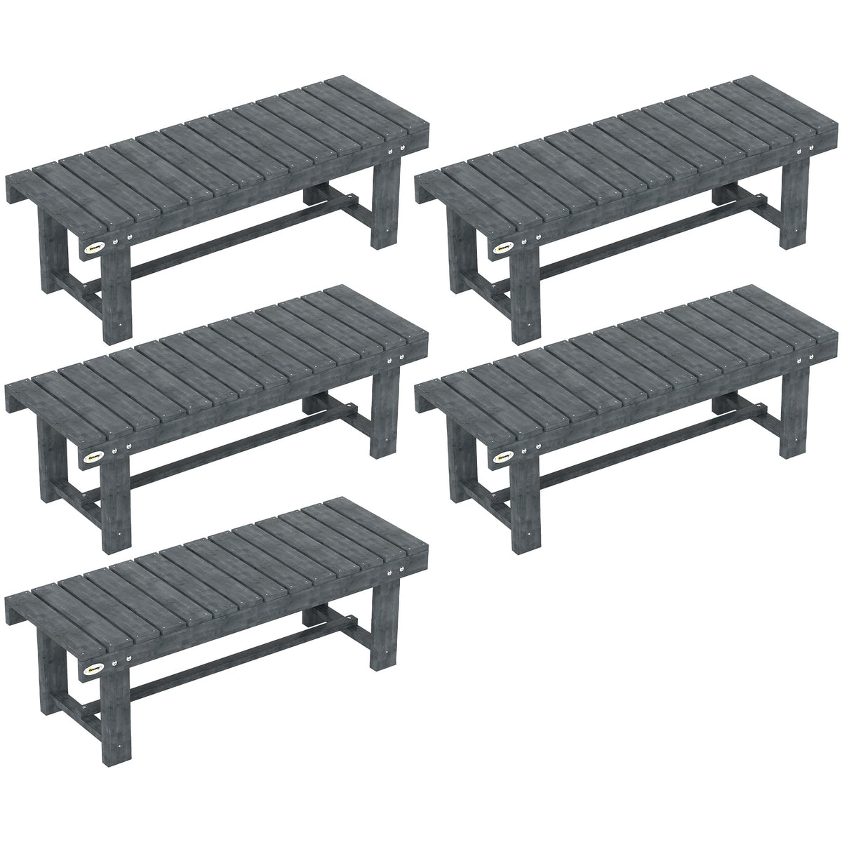 Outsunny 2-Seater Garden Wooden Bench shown in a repeating pattern against a white background
