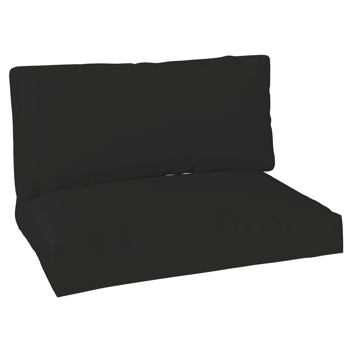 Outsunny Two Piece Seat Pallet and Back Cushions in black, a seat cushion and a back cushion