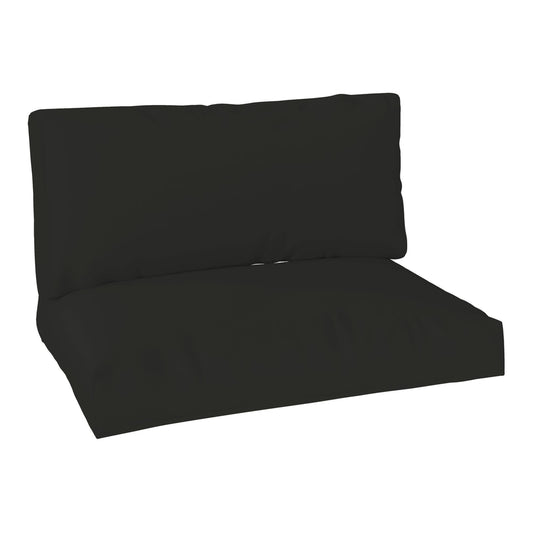 Outsunny Two Piece Seat Pallet and Back Cushions in black, a seat cushion and a back cushion