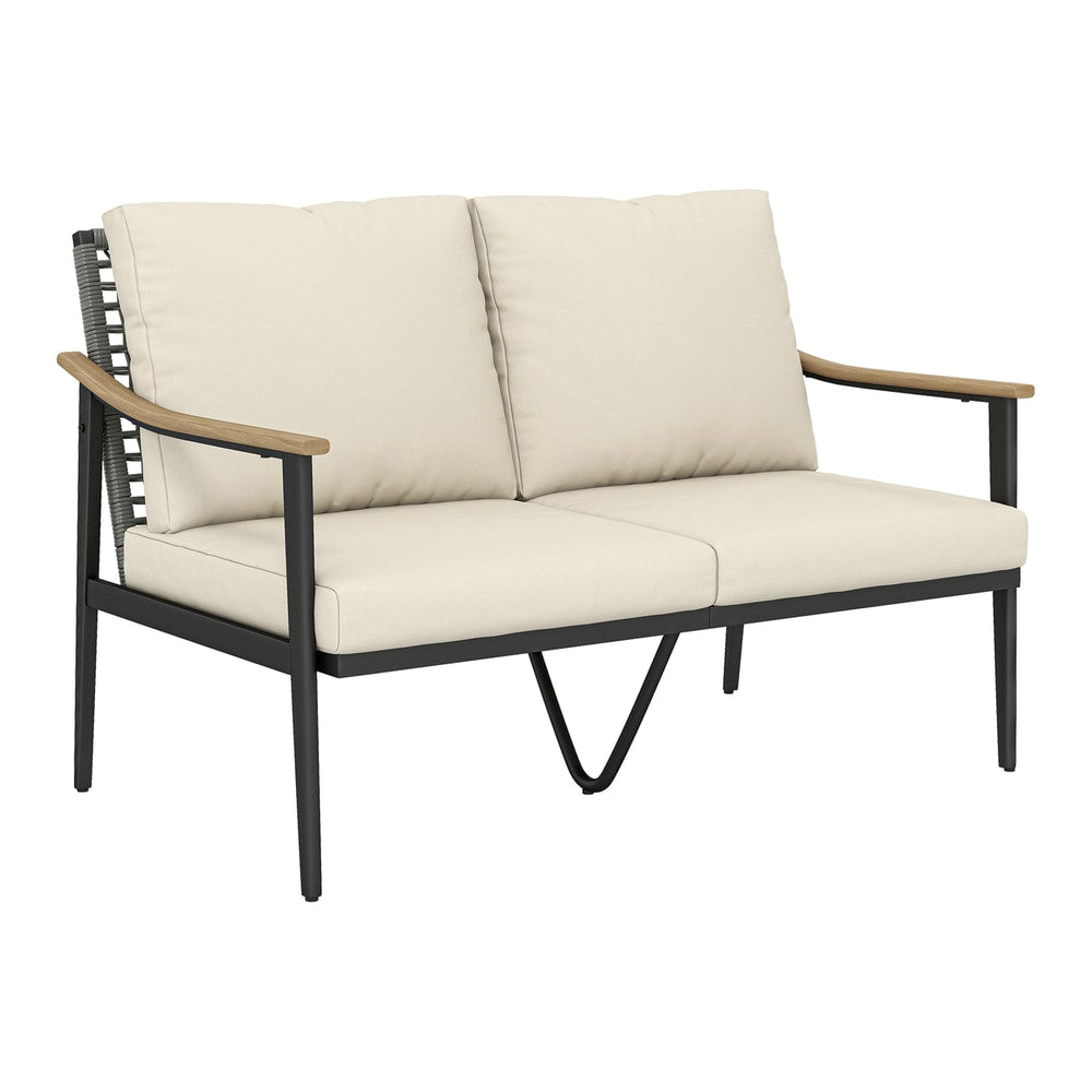 Outsunny 2 Seater Rattan Sofa in Khaki