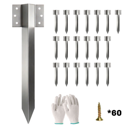 Outsunny 20 Pack Railway Sleeper Brackets, heavy duty galvanised steel stakes with screws and gloves