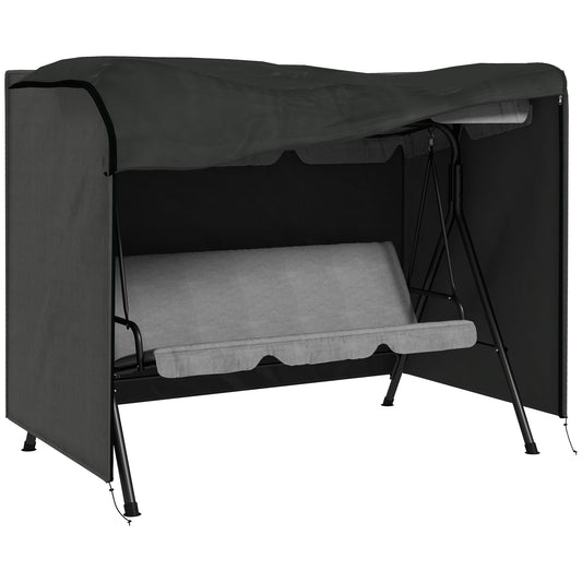 Outsunny Three-Seater Swing Chair Protective Cover Dark Grey fitted over a garden swing seat