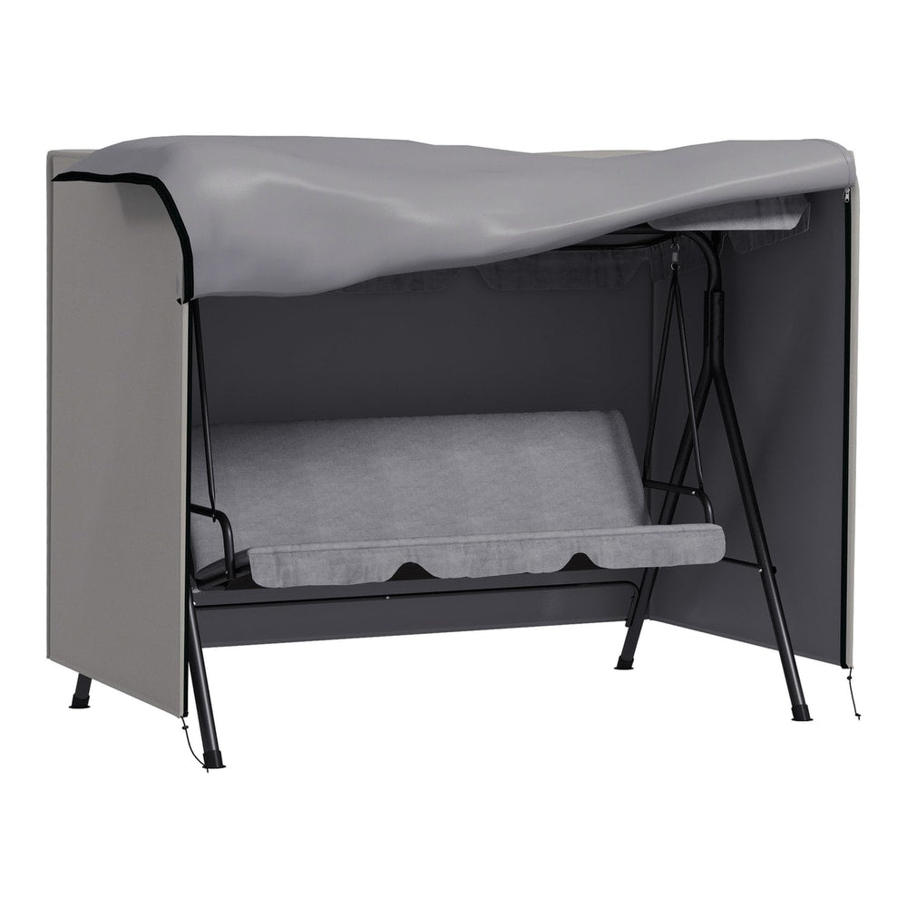 Outsunny Three-Seater Swing Chair Protective Cover Grey protecting a garden swing chair