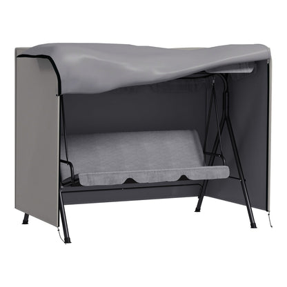 Outsunny Three-Seater Swing Chair Protective Cover Grey protecting a garden swing chair