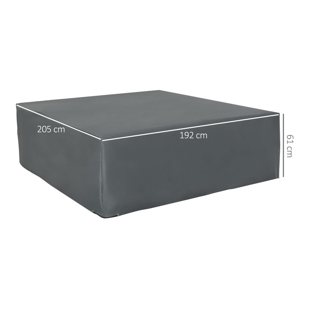 The furniture cover showing the dimensions with white lines against a white background
