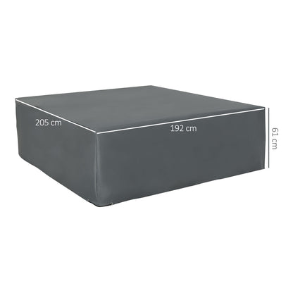 The furniture cover showing the dimensions with white lines against a white background