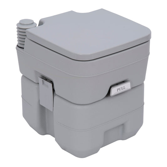 Outsunny 20L Portable Travel Mobile Toilet in grey with a closed lid and side locking latches