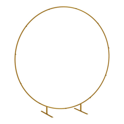 Outsunny 222cm Gold Tone Backdrop Stand, a round metal wedding arch decorated with balloons and flowers