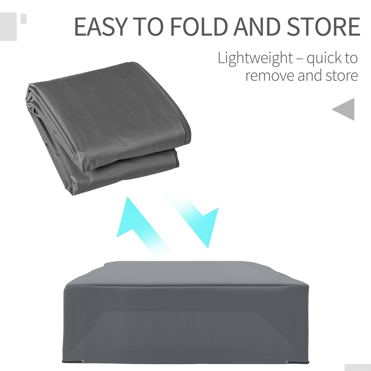 The garden cover shown folded and unfolded to demonstrate how it is easy to store