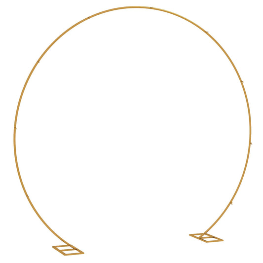Outsunny 280cm Gold Backdrop Stand, a round metal wedding arch with a square base