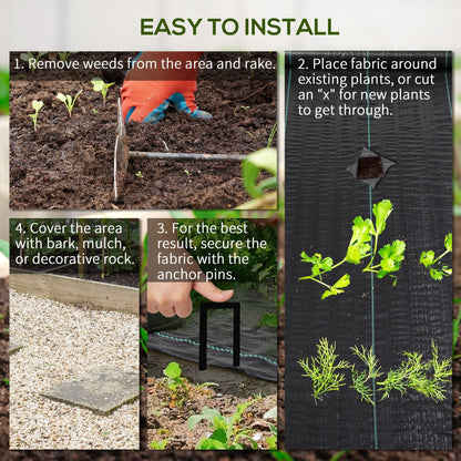 Instructions on how to install the weed control membrane with four steps