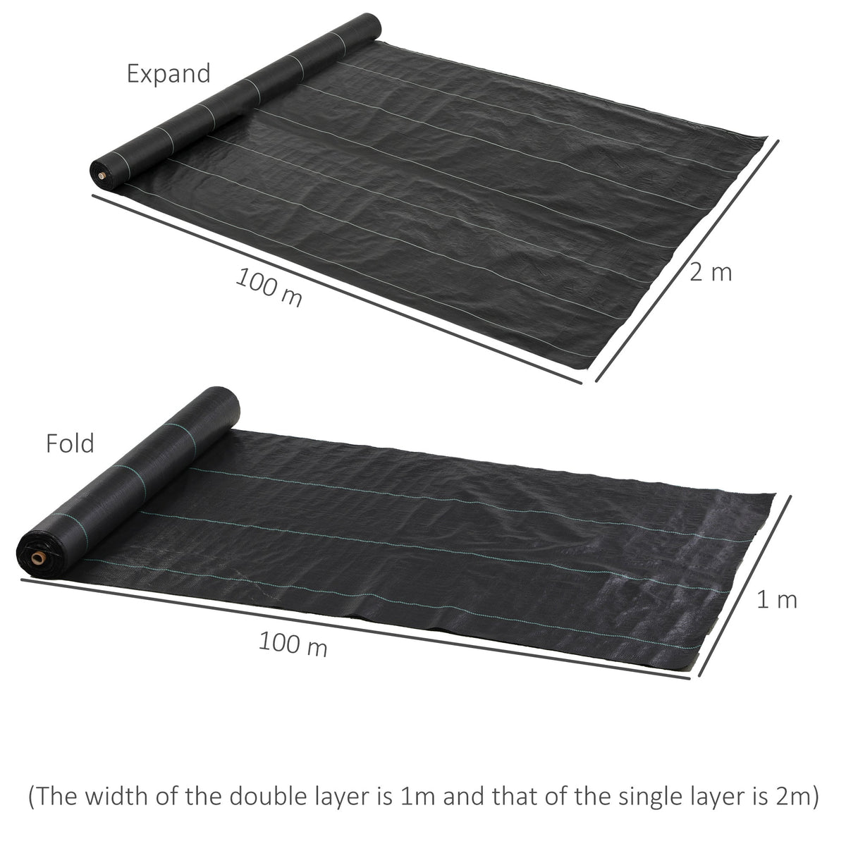 Outsunny Heavy Duty Weed Control Membrane in Black