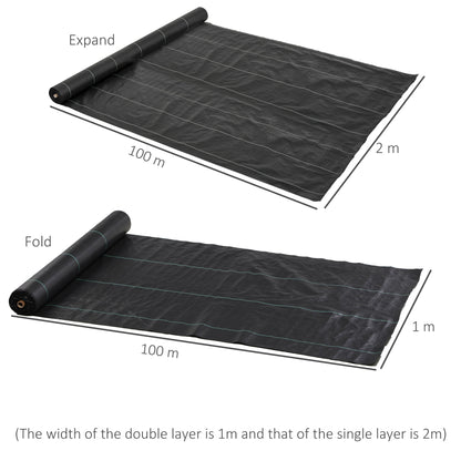 Outsunny Heavy Duty Weed Control Membrane in Black