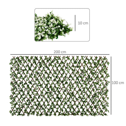 The expanding garden trellis with dimensions shown, a size diagram
