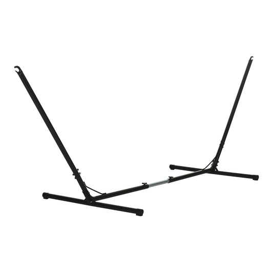 Outsunny 3.1-3.8m Adjustable Universal Hammock Stand, a black metal frame with curved legs