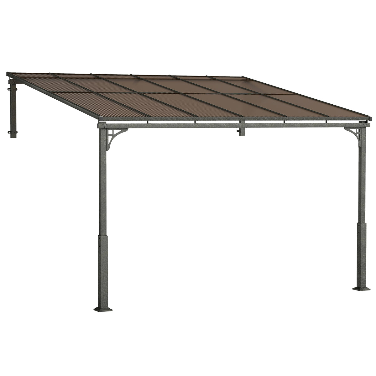 Outsunny Metal Lean-to Pergola in Brown