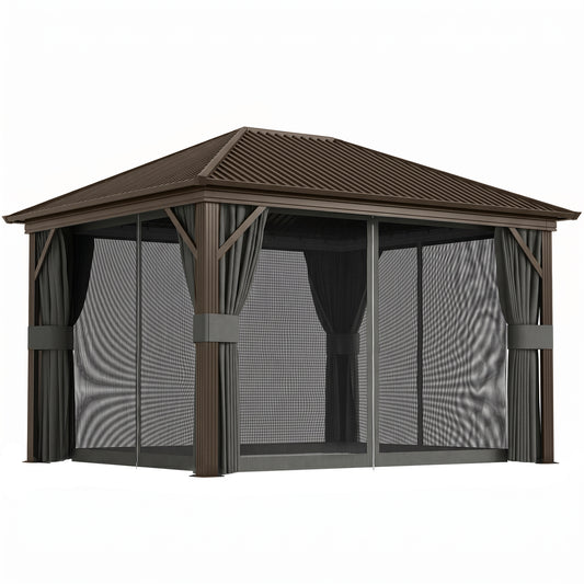 Outsunny Aluminium Hardtop Gazebo in Dark Grey