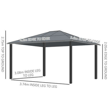 Diagram showing the dimensions of the hardtop gazebo canopy