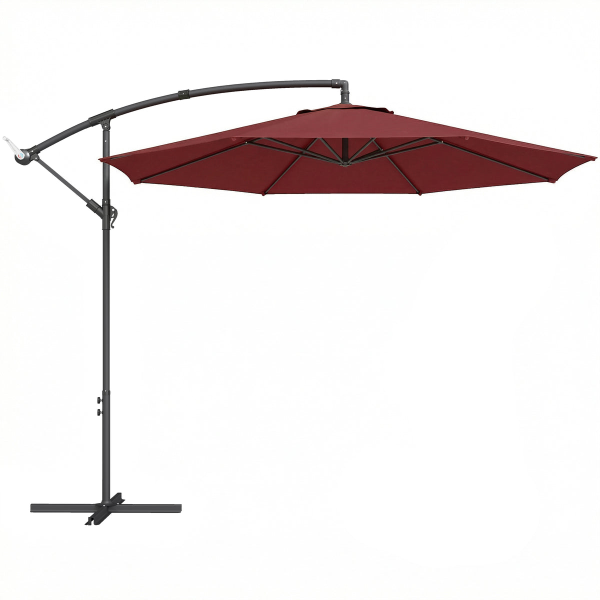 Outsunny 3 m Overhanging Cantilever Parasol in Wine Red